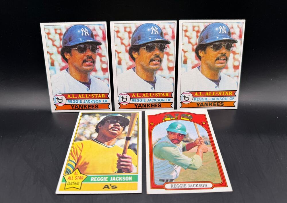 3 - 1979, 1976 1972 Reggie Jackson Baseball Cards Yankees Oakland A's Angels